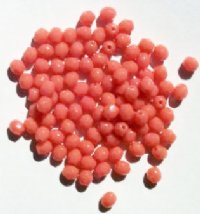 100 4mm Faceted Opaque Dark Pink Firepolish Beads